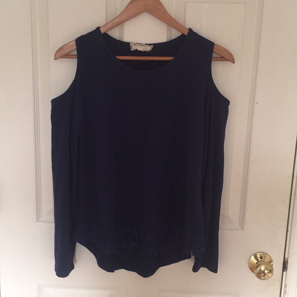 btween girls' cold shoulder long sleeve top